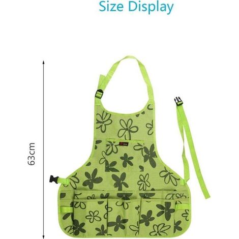 Tablier de jardinage pour femme Ulisem avec outils (gants), tissu Oxford 600D, imperméable avec 14 poches pour peintre, chef, coiffeur, vert