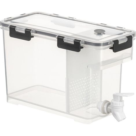 Distributeur de boissons en plastique de 3,5 L avec robinet, distributeur de jus glacés, idéal pour les fêtes au réfrigérateur (1/4)