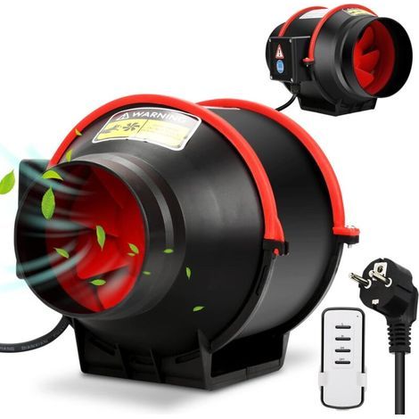 Adjustable 100mm Smoke Extraction Fan - 320 m³/h - Quiet Fan with Remote Control - European Plug for Bathroom, Toilet, Kitchen, Greenhouse, Tent, Garage (1/4)