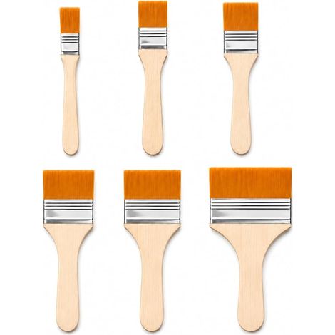 Pinceaux Peinture Acrylique, Lot de 6 Pinceaux Plats à Poils Synthétiques Blancs, Pinceau Fin Multiusage Tailles 2 à 12 pour Art et Bricolage (1/3)