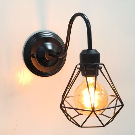 Applique Murale Industrielle en Métal Lampe Murale Cage E27 pour Cuisine Salon Chambre Noir