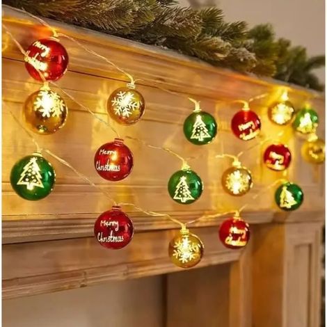 Guirlande Lumineuse Noël - 3M - 20 LED - Piles - Intérieur comme pour sapin de Noël, blanc chaud (1/4)