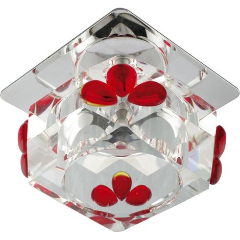 Spot encastré carré chromé verre rouge G4 20W Candellux