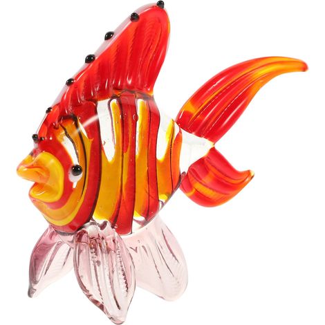 figurine de poisson en verre coloré - Artisanat décoratif pour salon, bureau, chambre d'enfant - Étagère à vin TV, bijoux - Fabrication durable avec charme maritime (1/5)
