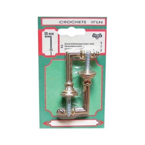Vynex Gancio decorativo in ottone anticato 5 cm
