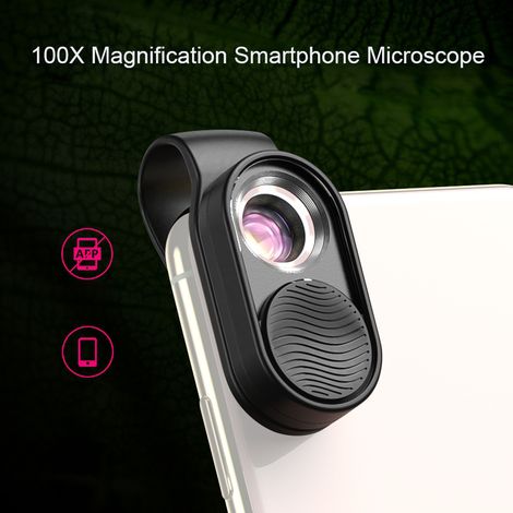 Microscope portable miniature pour smartphone APEXEL APL-MS001 : grossissement 100x, éclairage LED intégré et pince universelle pour l'exploration des plantes, l'inspection des textiles et des bijoux, (1/4)