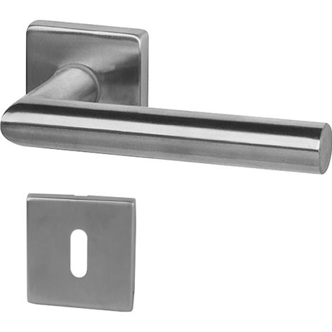 Garniture alba sur rosaces carrées - Carré (mm) : 7 - Percement : Clé BB/L - Ep. Porte (mm) : 38-42 - Finition : Inox mat - - KINTECH