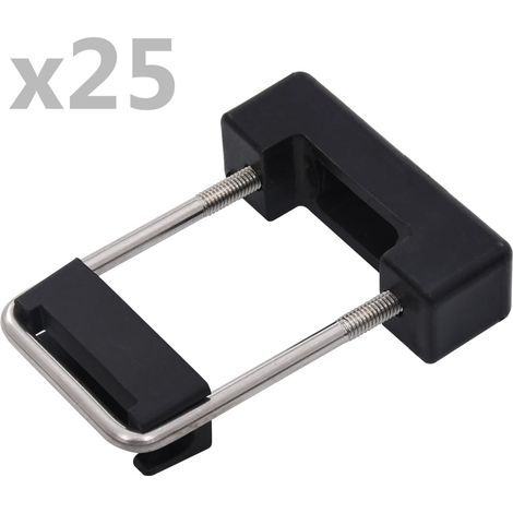 Boulons en U avec plastique pour poteaux de clôture, 25 jeux, 60 x 40 mm