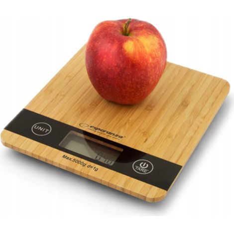 Balanza de cocina digital LCD BMABUS BAMBOO, precisión de hasta 5 kg.