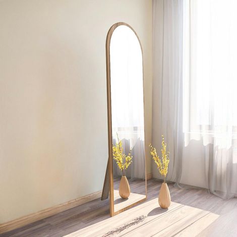 Miroir plein pied moderne ovale effet bois noyer, 160 cm CODY (1/5)