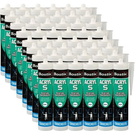 24x cartouches SNJF ACRYL S Mastic acrylique peinture maçonnerie 310ml (blanc, gris ou brun) BOSTIK - Couleur: Blanc (1/2)