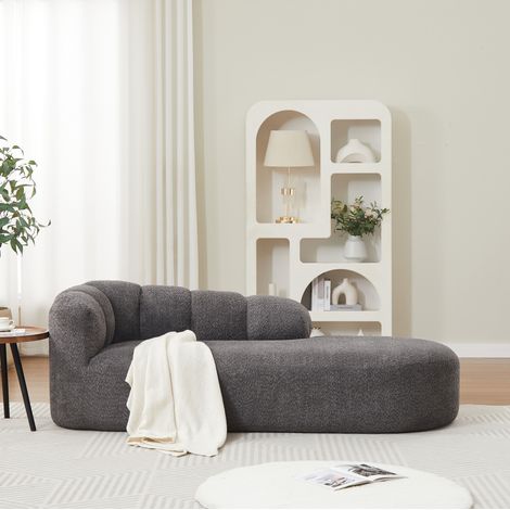 Chaise longue de chenilla antracita, sin reposabrazos, 204 x 87 x 66 cm DESVIAE (1/5)