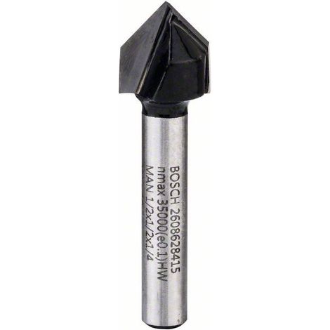 Fresa per scanalature a V Bosch 1/4" Ø 12,7 mm L 12,7 mm G 45 mm 90° - 2608628415 (1/5)