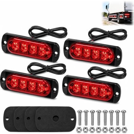 4 Pièces Feu de Gabarit LED Remorque, Feux de Gabarit Latéraux, Feux LED d’Urgence Rouge avec 4SMD, Balises de Sécurité Étanches pour Voitures Camions Bateaux Tracteurs SUV et Véhicules Spéciaux (1/5)