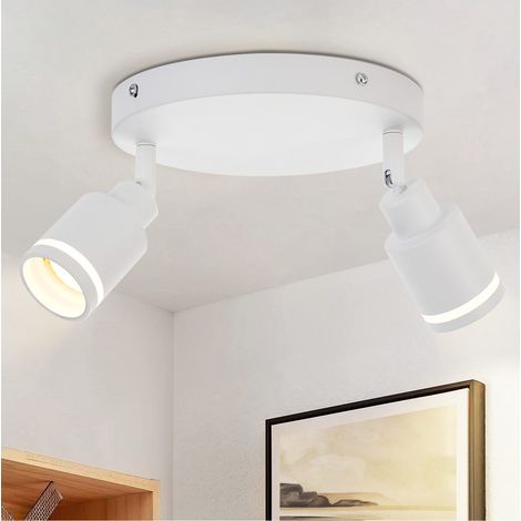 GBLY Spot de Plafond Plafonnier Moderne 2 Ampoules : Spots de Plafond Pivotants Spot de Plafond GU10 Spot en Métal Blanc Spot Mural pour Couloir Cuisine Bureau Salon Chambre sans Ampoule