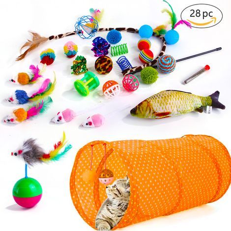 Lot de 28 jouets pour chatons d'intérieur, jouets interactifs pour chats