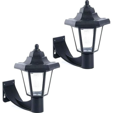 Set of 2 Victorian Outdoor Wall Light Lanterns, Solar Powered LED Fence Lights, Waterproof - Ideal Outdoor Lights, Solar Lighting for Garden Décor (1/5)