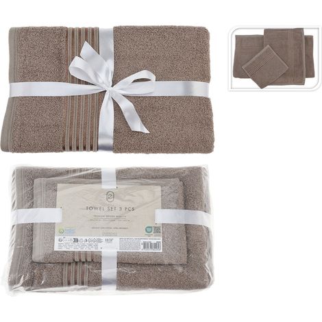 Set asciugamani da bagno (3 misure) – Marrone