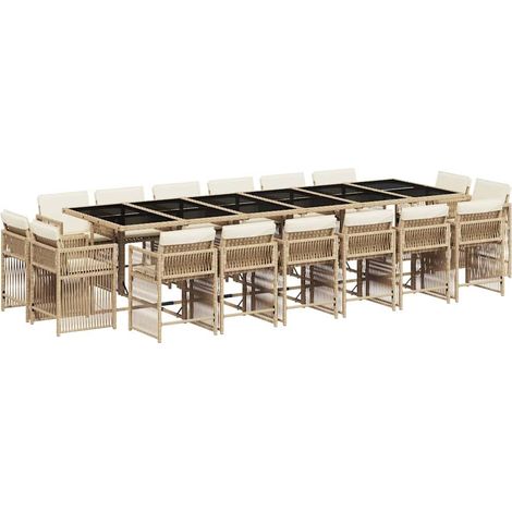 Maison Exclusive - Set comedor de jardín 17 pzas con cojines ratá (1/5)