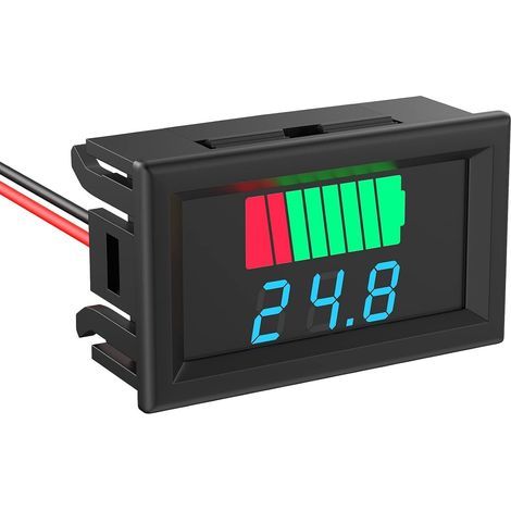 Testeur Batterie, Tension de Capacité de Batterie 2 en 1 12V, 24V, 36V, 48V, 60V, 72V LED Testeur de Capacité de Batterie Numérique pour Voiturette de golf, Voiture, Camping-car - Affichage Bleu (1/5)