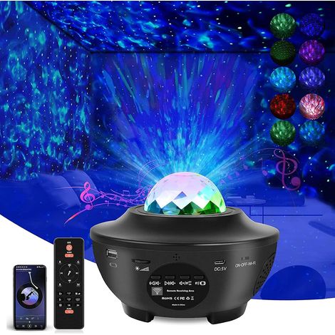 GROOFOO Projecteur d'Étoiles avec Haut-Parleur Bluetooth, Projecteur de Nuit Étoilée avec Nébuleuse Led, Nuage, Vague Océanique pour la Décoration de la Chambre à Coucher/Enfants/Fête (Noir) (1/5)