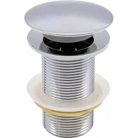 Tapón automático para lavabo sin rebosadero, clic clac, plateado (1/5)