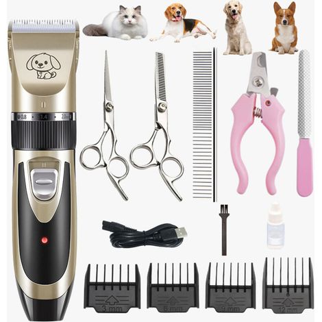 Tosatrice professionale ricaricabile per animali domestici, con accessori rimovibili e lavabili, per cani e gatti (nera e oro)