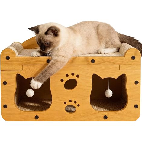 Griffoir/canapé 3 en 1 pour chat, jouet interactif pour jouer, se reposer et faire de l'exercice (1/5)