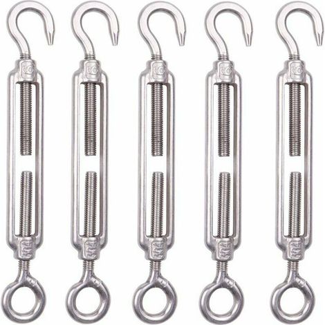 5er-Pack M6-Kabelspanner aus Edelstahl, 6-mm-Zaunspannhaken, verstellbarer Drahtgitterspanner aus Edelstahl 304 für Seile