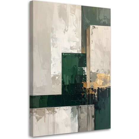 Tableaux, Abstraction vert foncé beige,20x30 (1/4)