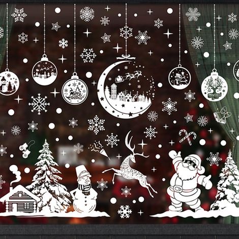 260 Weihnachts Fensteraufkleber Schneeflocken PVC Weiß Weihnachtsdeko (1/5)