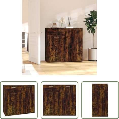 Holzsideboard - Sideboard Räuchereiche 80x36x75 cm Holzwerkstoff (1/5)