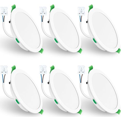 Lot de 6 Spot LED Encastrable,190-205mm Découpe pour Cuisine,Blanc AC 220-240V,22W 1900LM Dimmable,3000K 4000K 6500K Réglable,IP44 étanche Led Spots pour Salle de Bain,Salon (1/5)