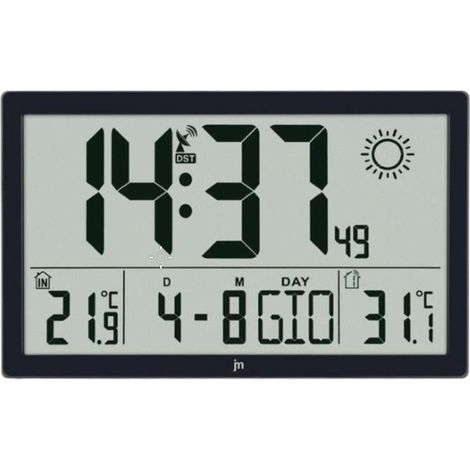 LOWELL Orologio Da Parete Radiocontrollato Con Stazione Barometrica Nero