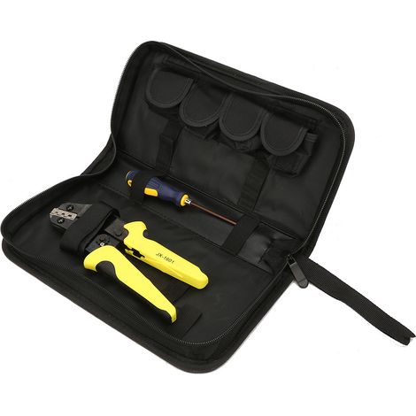 Kit de sertissage de câbles à cliquet 4 en 1 JX-1601 : pince à sertir, matrice et outil de sertissage.