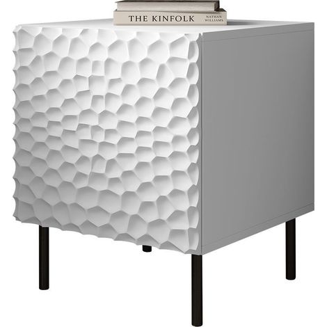 Table de chevet Set de 2 Blanc mat 44x54x41 cm de haute qualité HOTI (1/4)