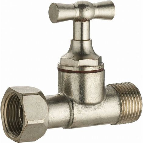 – Robinet d'arrêt wc droit à clapet mâle femelle écrou libre 12x17 – Laiton nickelé – Installation facile – Pour fermeture rapide d'alimentation (1/5)