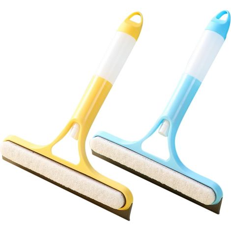 2 raclettes à vitres avec pulvérisateur, bleu, pour voiture (1/5)