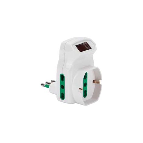 ADATTATORE TRIPLO SHUKO 2 POLI + TERRA 16A CON INTERRUTTORE AUTOMATICO- - bianco 87317 - 2 pezzi FANTON