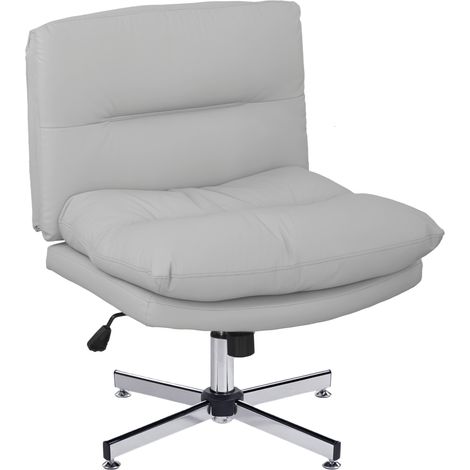 HOMCOM silla de escritorio sin brazos silla de oficina con altura ajustable función de basculante base cruzada y asiento amplio para estudio gris (1/5)