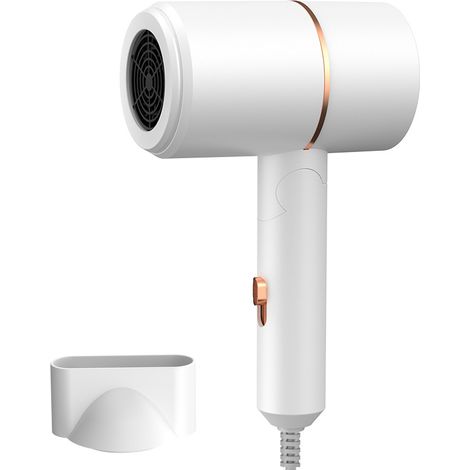 Secador de pelo plegable con generador de iones negativos, secado rápido, ligero, ideal para el hogar y los viajes (blanco). (1/5)