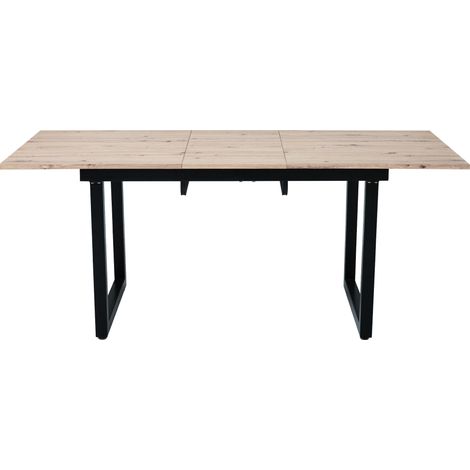 Table à manger extensible industrielle MDF effet chêne noir 140/180x80x75 cm (1/5)