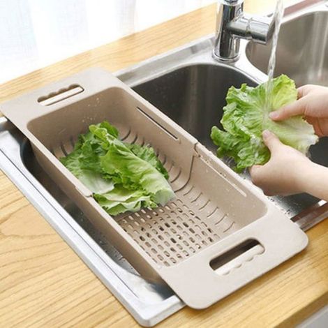 Égouttoir Réglable Pour Évier - Passoire Extensible Fruits Légumes - Rangement Cuisine - 1 Pièce (1/4)