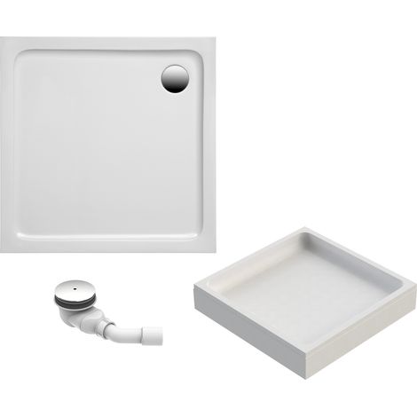 Schulte Duschwanne Adria - aus hochwertigem Sanitäracryl, Komplett Set inkl. Wannenträger und Ablauf, Farbe: Weiß, Größe: 100 x 100 cm