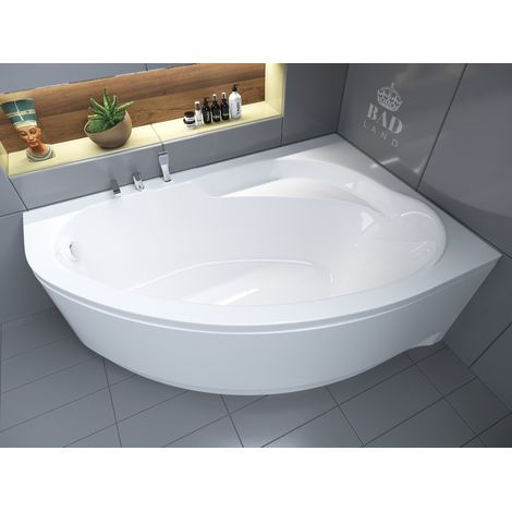 Baignoire Bain d'angle 160x100 Droite avec tablier en acrylique, Siphon de bain et pieds (support) - Set 4en1 - Fabriqué en UE - BADLAND MAREA