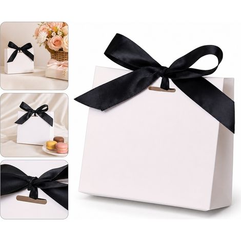 1 Pièce Boîte Cadeau en Carton avec Ruban Noir 11,5 x 4,5 x 10 cm Sac Invités Anniversaire (1/5)