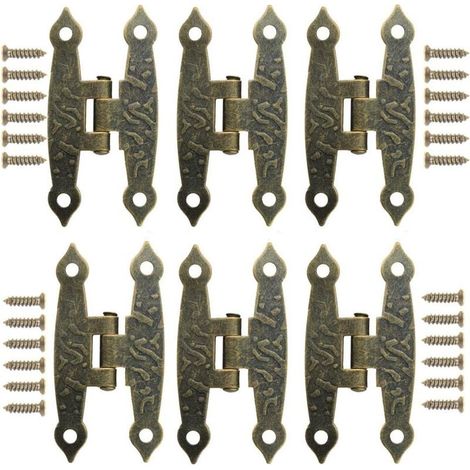 20 Pièces Bronze Rétro Charnières Charniere Decorative Charniere de Placard Armoires Charnières en Métal Style Rétro Charnières Pliantes avec Vispour Petite Boîte Caisse Meuble Retro Porte (1/4)