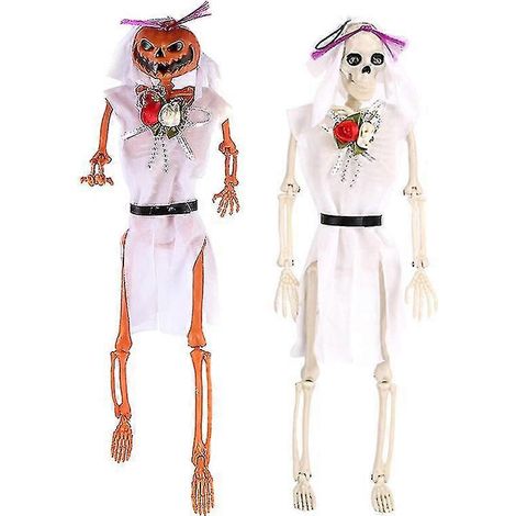 2 adornos de esqueletos para Halloween, ideales para la decoración de esta festividad. (1/3)