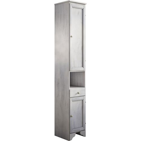 Colonna per Mobile da Bagno Stile Shabby Chic Classico Armadio Alto Grigio