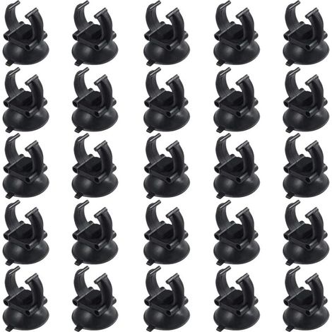 25 supporti per tubi a ventosa per acquario, supporti a ventosa per acquario, ventose per acquario, clip a ventosa per acquario, plastica PVC nera - Crezuo